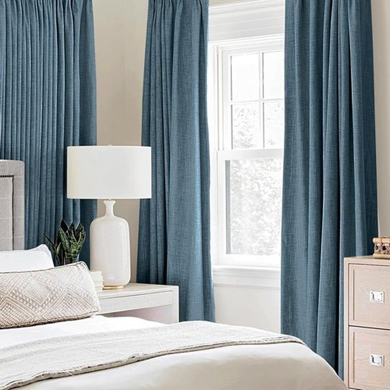 MIULEE Blackout Curtains - 100% Thermal Insulated Linen Texture Drapes | Dusty Blue, 52x63 Inch (2 Panels)