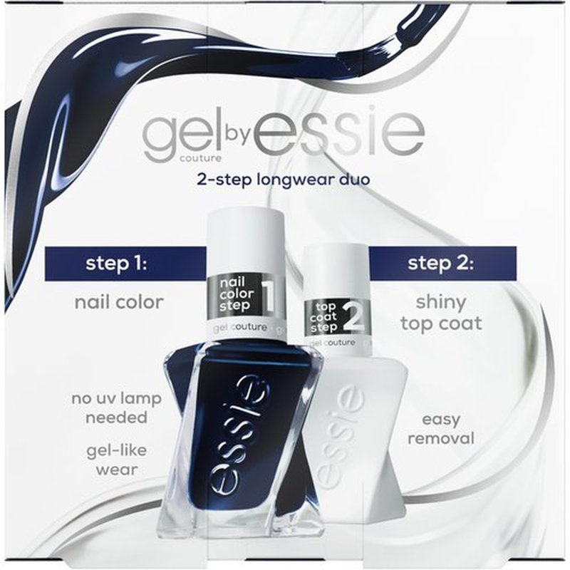 essie gel couture Gel-like Nail Polish Set with Top Coat, Vegan, Blue Nail Polish, Caviar Bar Kit, 1 Kit