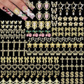 KACHIMOO 160pcs Gold Nail Charms 3D Butterfly Cherry Heart Cross Bow Star Dollar Flower Crown Nail Gems and Charms Nail Rhinestone for Women Nail Art Design(19 Styles)