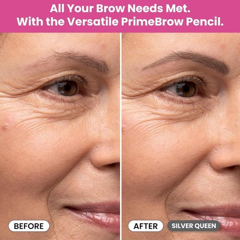 Prime Prometics PrimeBrow Pencil - Ultra-Precise Tip for Natural Hair-Like Strokes | Smudge-Proof & Long-Lasting (Silver Queen)