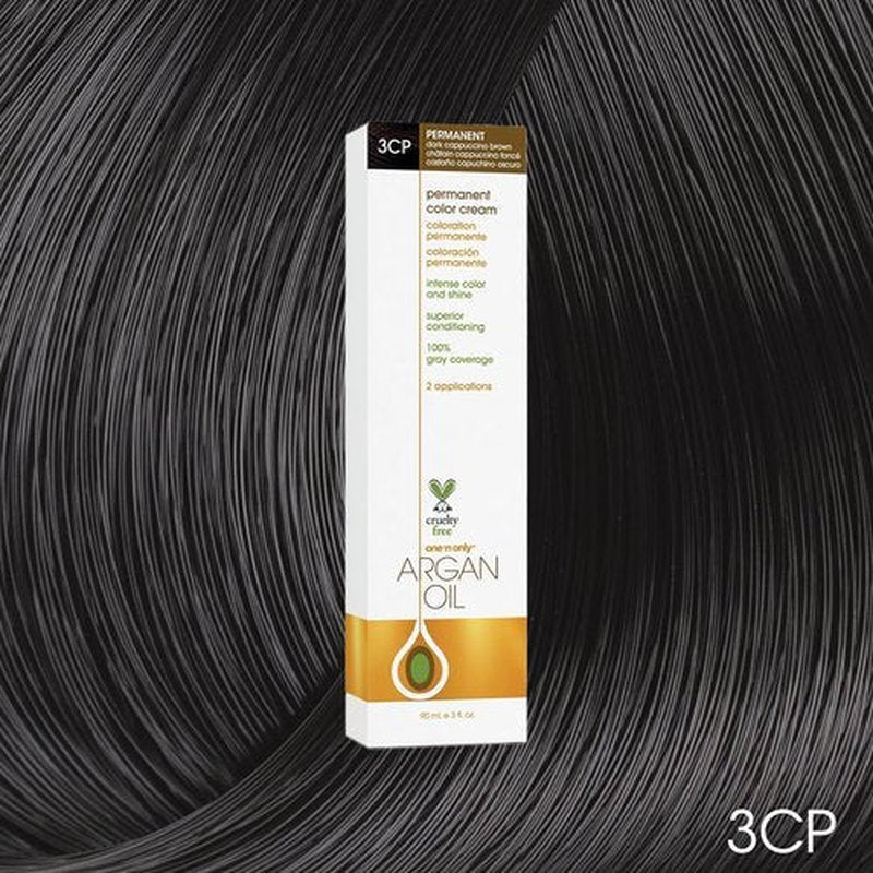 One N' Only Permanent Hair Color - Rich Argan Oil Dye for Gray Coverage - 3CP Dark Cappuccino Brown (3 oz)