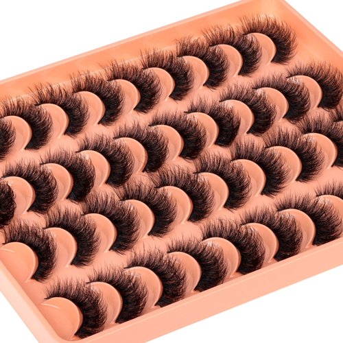 20 Pairs Natural False Eyelashes Cat Eye Lashes Strips Natural Look Wispy D-Curly Faux Mink Eyelashes Thick Volume Strips Lashes Russian 6D Fake Eyelashes by Zegaine