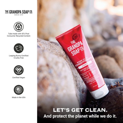The Grandpa Soap Company Purifying Rose Clay Conditioner - Lift Impurities While Nourishing Hair, With Rose Clay, Shea Butter & Avocado Oil, Vegan, Sulfates and Parabens Free, 8 Fl Oz 2 Pack