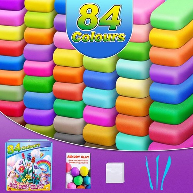 Magic Clay - Air Dry Modeling Clay Set with 84 Colors & Tools | Soft, Ultra-Light for Kids Ages 3+