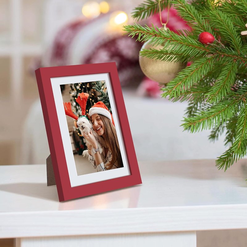 Upsimples 5x7 Picture Frame - Versatile Display for 4x6 Photos with Mat or 5x7 Without - Red, 1 Pack