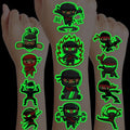 96 PCS Ninja Pre-Cut Luminous Temporary Tattoos for Kids Birthday Themed Party Supplies Decorations Favors 8 Sheets Decor Super Cute Cartoon Stickers Tattoo School Rewards & Gifts for Boys Girls
