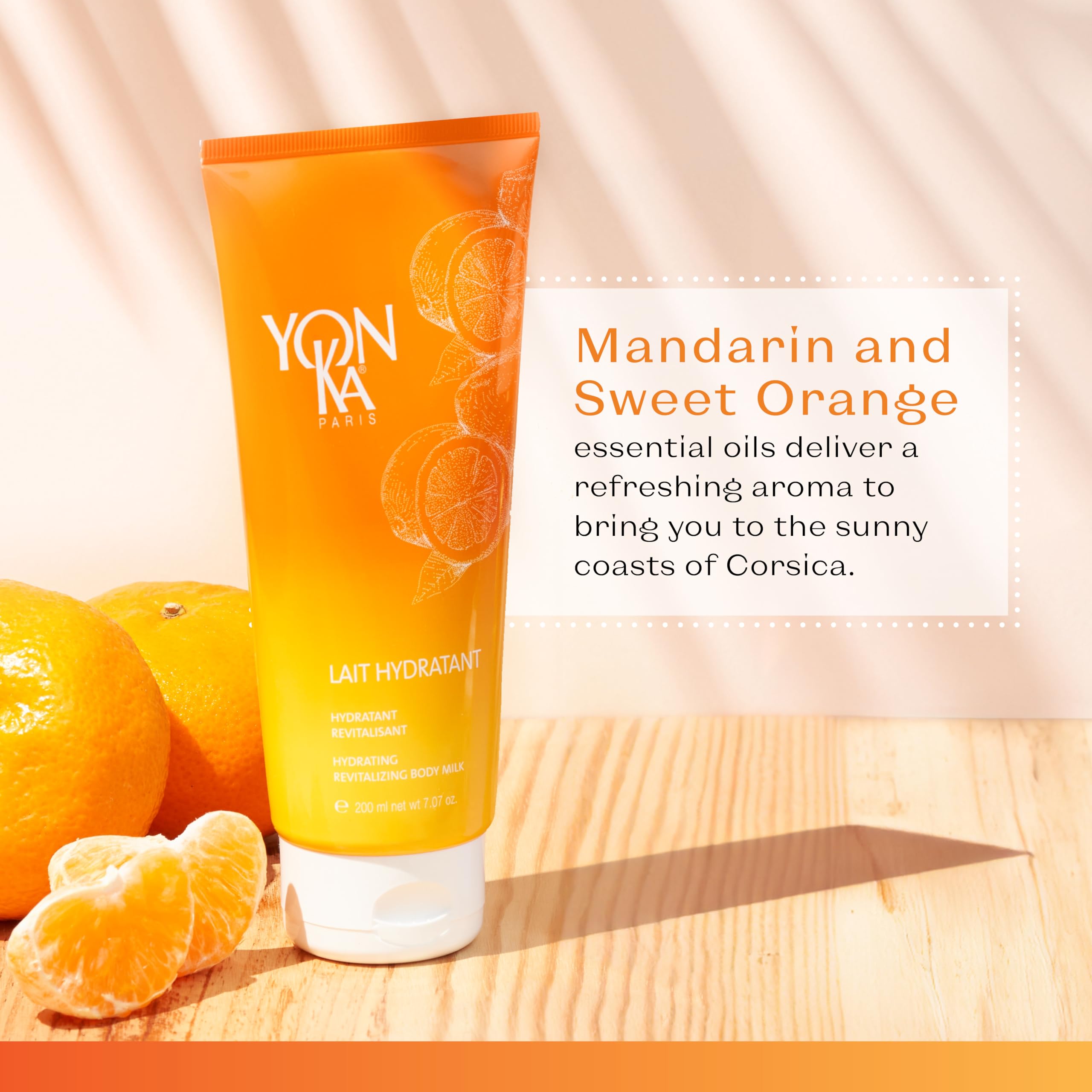 Yon-Ka Sweet Orange Body Milk, Lightweight Body Moisturizer with Vitamin E to Repair Skin, Natural Almond and Coconut Oils Hydrate Dry Arms and Legs (200ml)