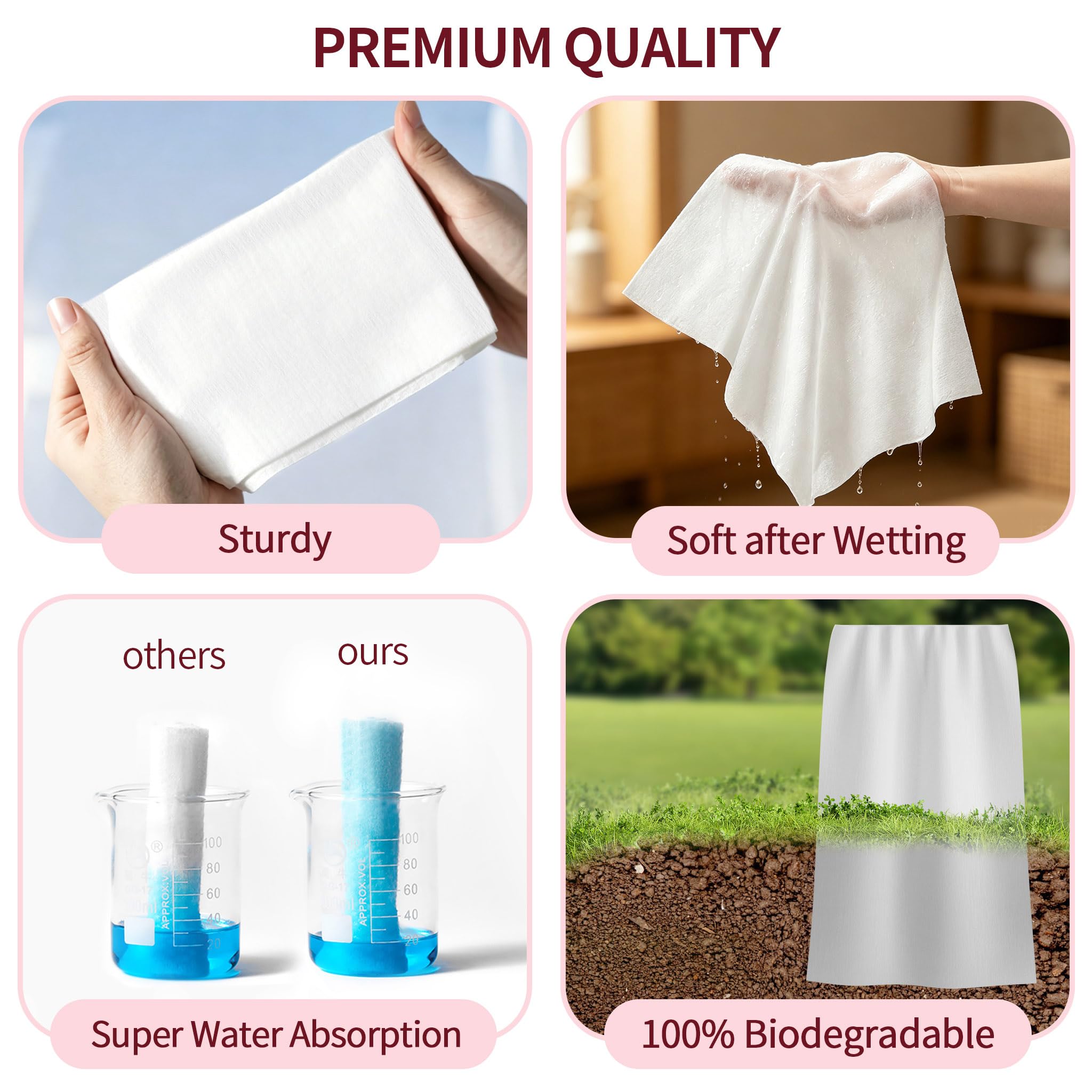 Deluwire Face Towels Disposable-800Ct, Face Towelettes for Sensitive Skin, Clean Facial Wipes for Makeup Removing, Facial Cleansing, Travel, Dry Wipes Face Cloths
