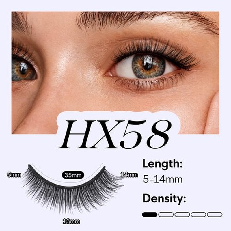 BEYELIAN Self Adhesive Eyelashes Natural Look Pre-glued Lashes No Glue Needed Lashes Cat Eye Lashes Press On Eyelashes Reusable Self Adhesive Lashes 5 Pairs (HX58)