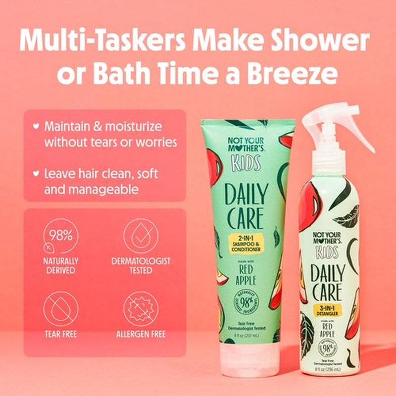 Not Your Mother's Kids Daily Care 2-In-1 Shampoo & Conditioner and 3-In-1 Detangler (2-Pack) - Hair Products for Kids - Ideal for All Hair Types