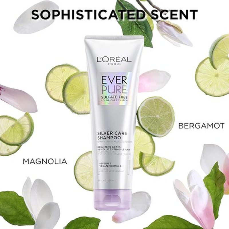 L'Oreal Paris EverPure Brightening Shampoo - Nourishing Sulfate-Free Vegan Formula for Gray Hair | 8.5 Fl Oz