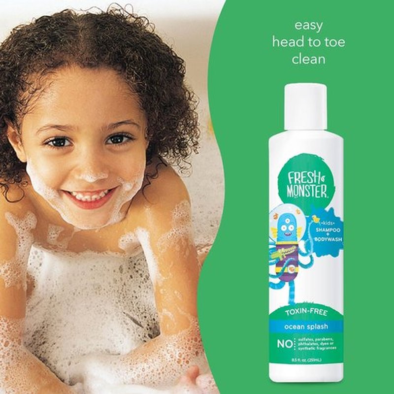 Fresh Monster 2-in-1 Kids Shampoo & Body Wash - Ocean Splash, 8.5oz | Toxin-Free & Hypoallergenic