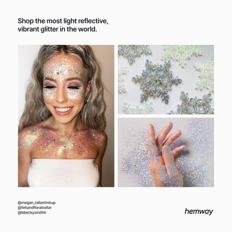 Hemway Premium Ultra Sparkle Glitter Multi Purpose Metallic Flake for Arts Crafts Nails Cosmetics Resin Festival Face Hair - Silver - Chunky (1/40" 0.025" 0.6mm) 100g / 3.5oz