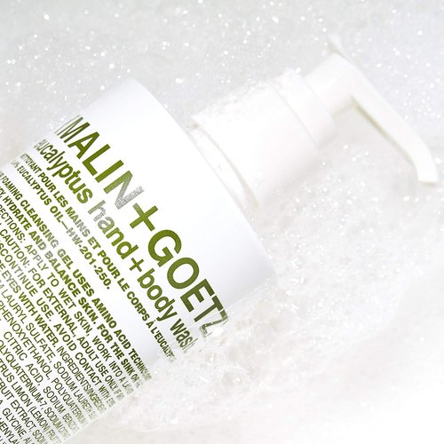 MALIN+GOETZ Hand + Body Wash - Gentle Foaming Cleanser with Botanical Extracts | Hydrating & pH-Balanced, Unisex Scent (Eucalyptus, Bergamot, Rum, Cannabis)