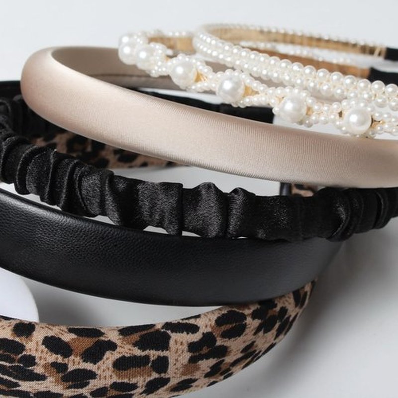 Cuizhiyu 6PK Fashion Headbands for Women Non Slip Cute Pearl Headband Leopard Padded Headbands Black Hair Accessories