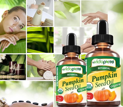 MYVIDAPURE Organic PUMPKIN SEED OIL Certified Organic WILD GROWTH RAW Pure EXTRA VIRGIN UNREFINED for Skin, Face, Body, Hair and Lip Care (1 Fl Oz)