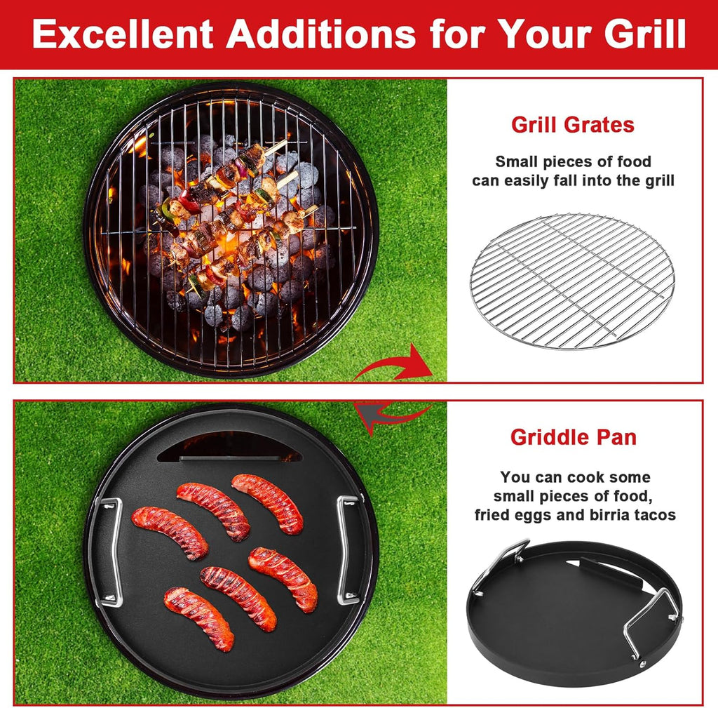 Weber Full Size Griddle Inserts - Flat Top Replacement for 14" Charcoal Grills & Smokers