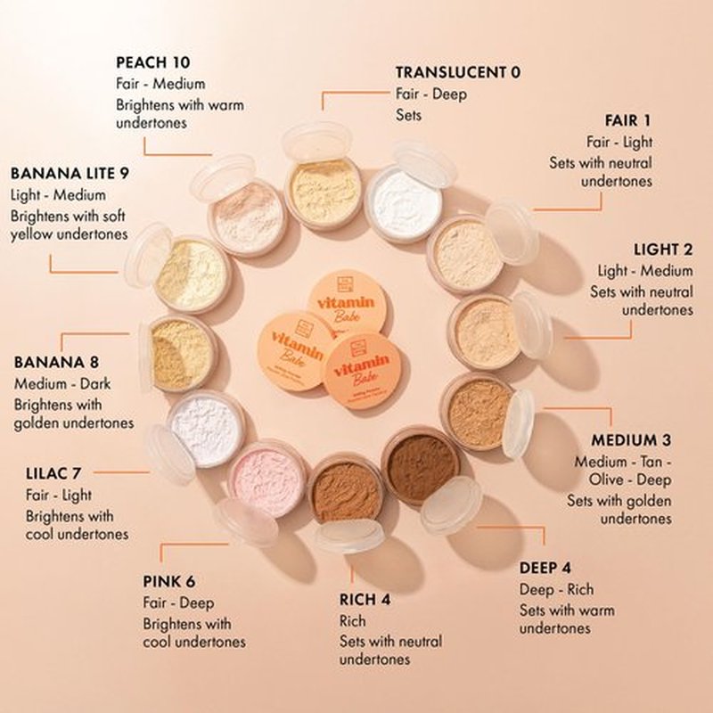 The Beauty Crop Vitamin Babe Setting Powder - Talc-Free Loose Powder for Flawless Finish - Medium Shade - 0.35 oz