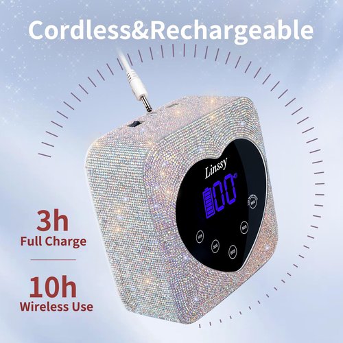 Linssy UV Nail Lamp, 72W Cordless Nail Lamp Nail Dryer with 5 Timer Settings, Large Heart Shape Smart LCD Screen with Touch Control UV Light for Nails, Professional LED Nail Lamp (Diamond)