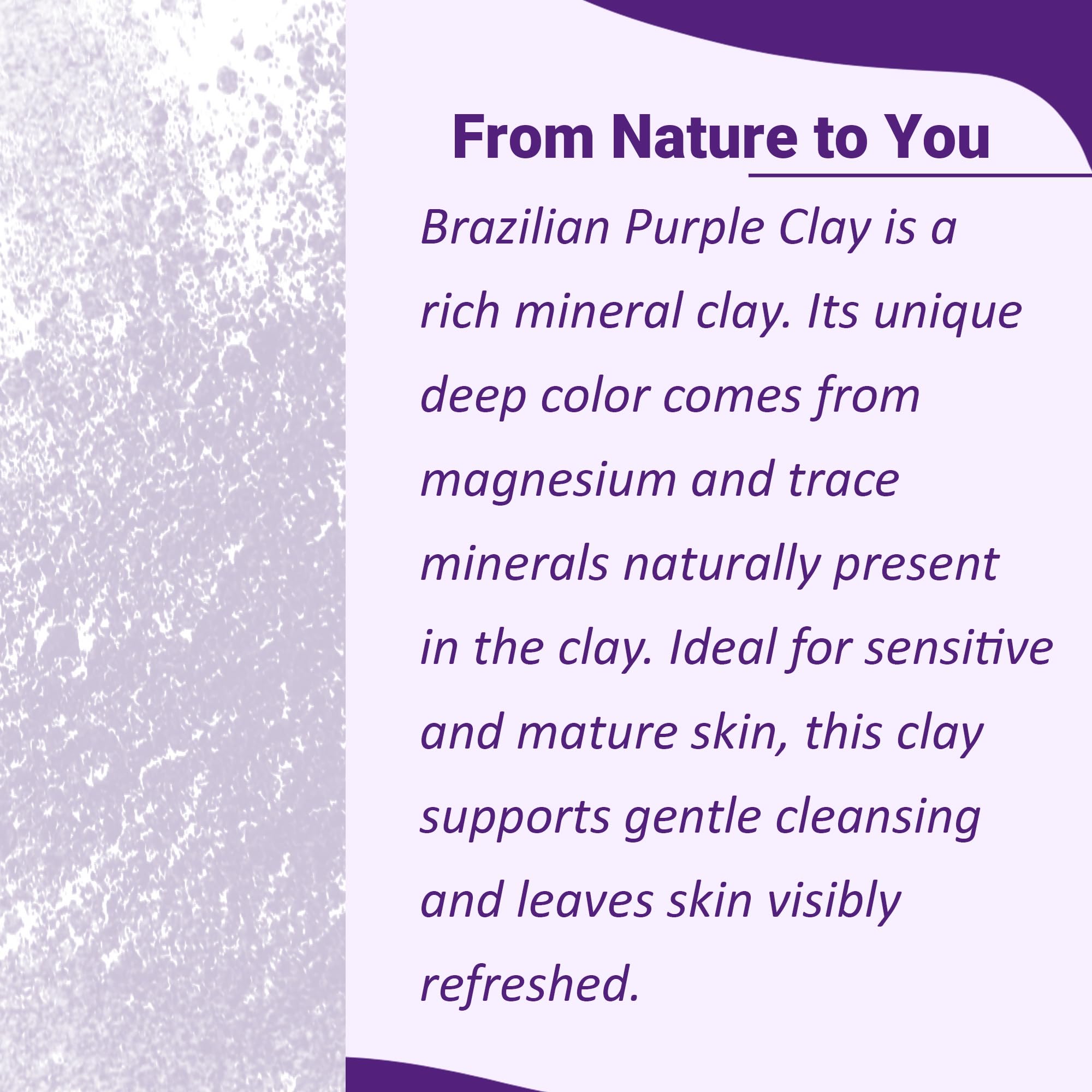 Brazilian Purple Clay Powder by mi nature | For Detoxifying Skin | Natural Herbal Skin Care |Facial Cleansing mask | Use to make Masks, Creams, Scrubs, Bath Bombs, Body Wash and Soaps | 100g (3.5Oz)