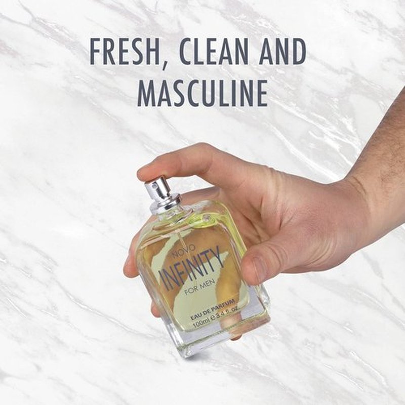 NovoGlow Infinity Eau De Parfum for Men - 3.4 Fl Oz | Refreshing Citrus & Floral Fragrance