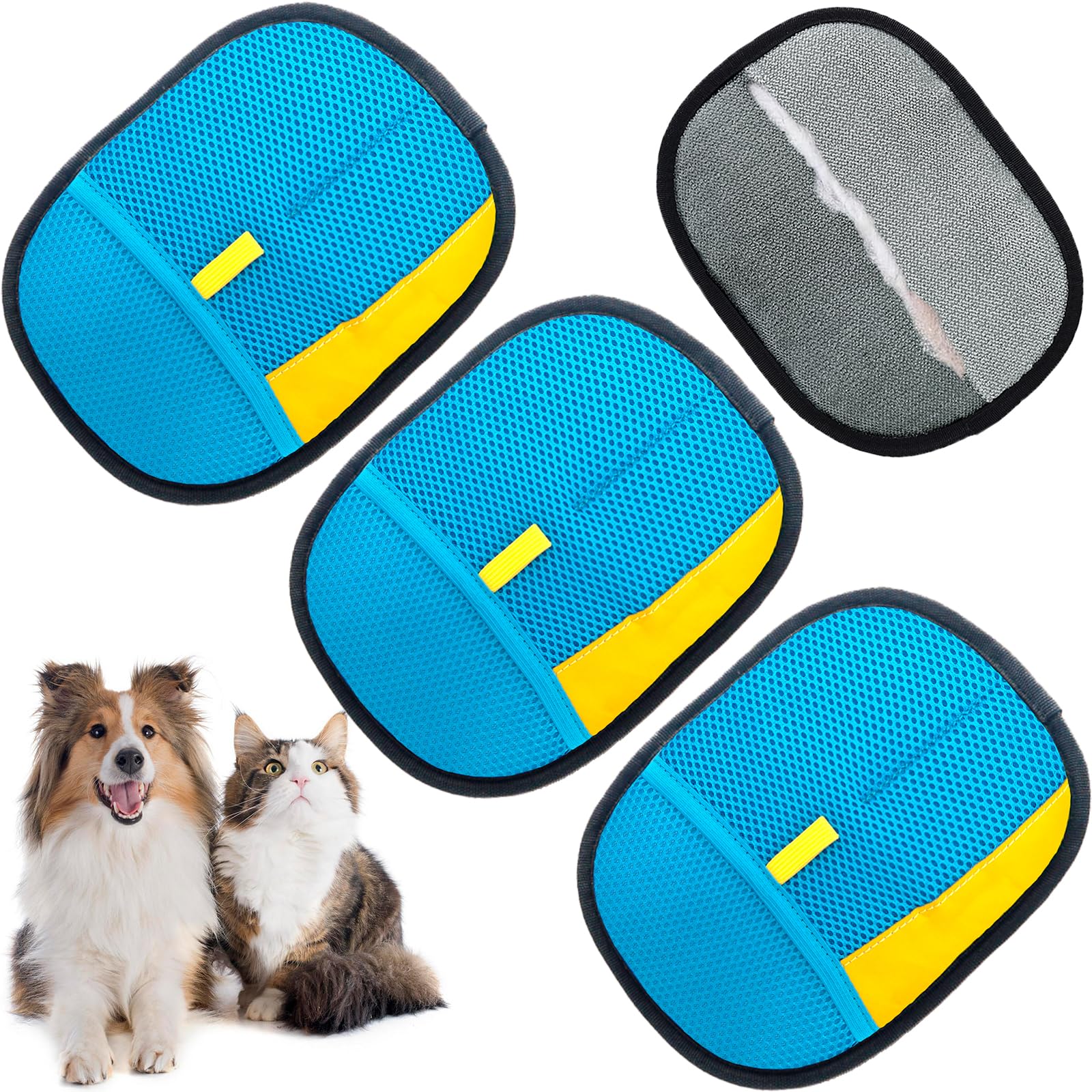 Cosyiker 3pc Pet Hair Removal Gloves, Reusable Cats & Dogs Pet Hair Removal Tool,Efficient Pet Hair Removal Electrostatic Gloves is Suitable for Clothes, Sofas, Beds and Carpets (Blue)