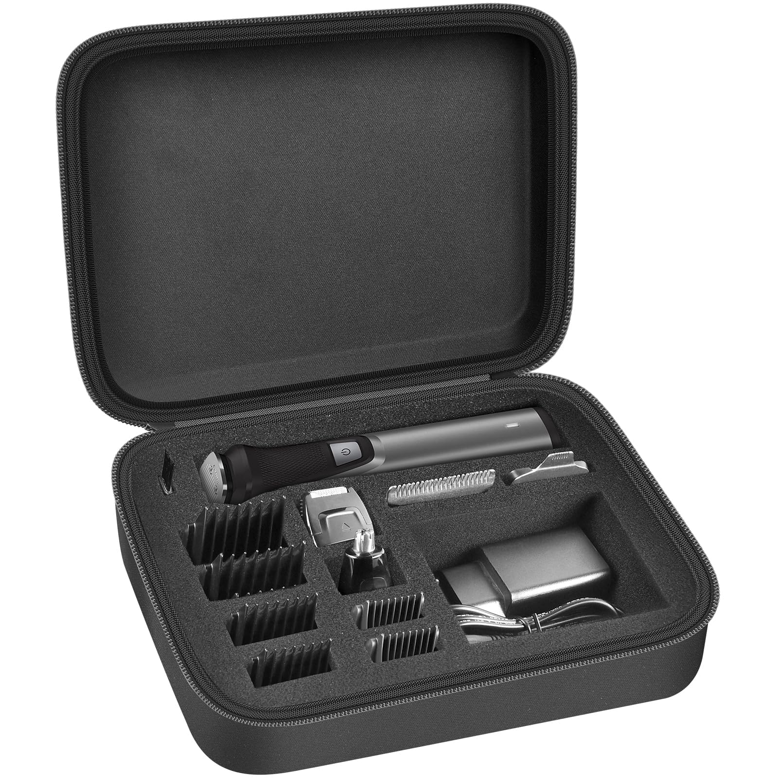 GWCASE Travel Case Compatible with Philips for Norelco Multigroom Series 7000 5000 Men's Grooming Kit with Trimmer MG7750/49 MG7910/49 MG9510/60. Holder for Attachment Trimmers (Black Inner, S)