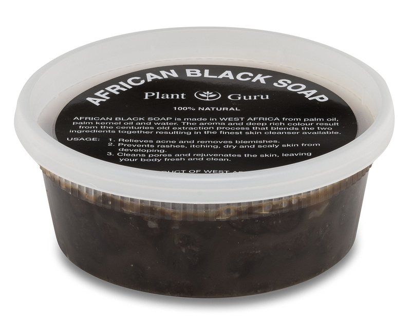 Plant Guru African Black Soap Paste 8 oz. - Pure & Natural Traditional Skincare for Face, Body & Hair. | Handmade Cleanser for All Skin Types. Imported From Ghana.