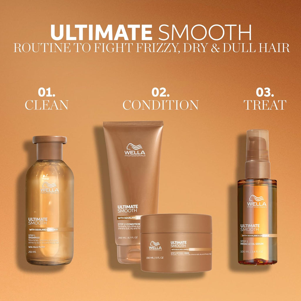 Wella Professionals ULTIMATE SMOOTH Conditioner - Nourishing Treatment for Dry, Frizzy Hair | Silky Shine with Squalane & Omega 9 | Color Safe