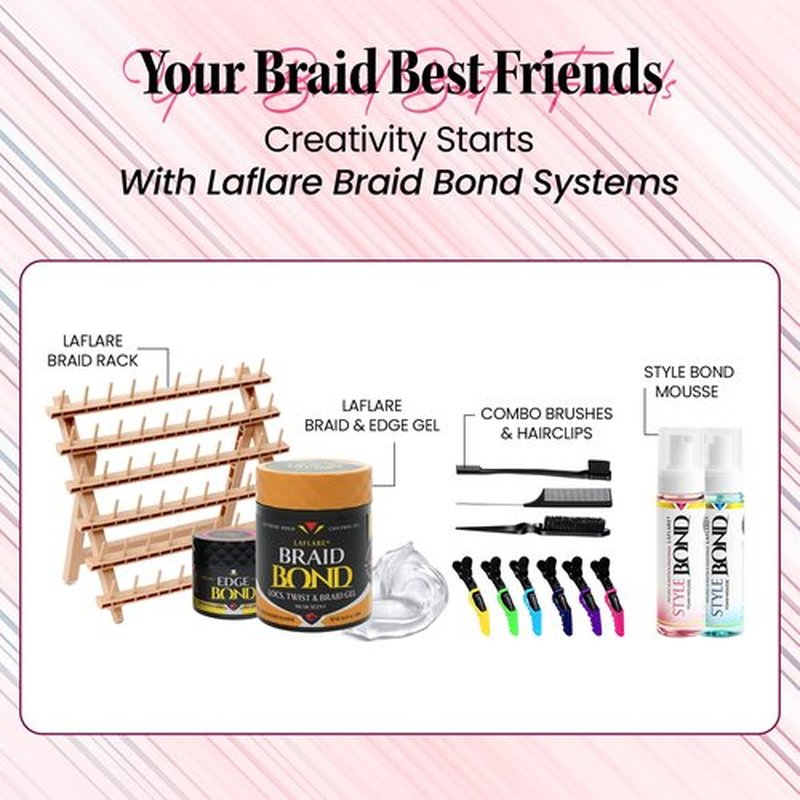 Laflare 430 ml Braid Bond Gel Bulk Extreme Hold for Natural & Kids Hair, Vegan, Nourishing, Braiding Hair, Twist Hair (Peach)