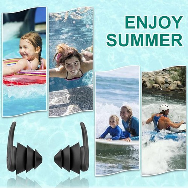 Skiennix Swimming Ear Plugs - Waterproof Reusable Silicone for Adults & Teens | 3 Pairs for Surfing, Snorkeling, Showering