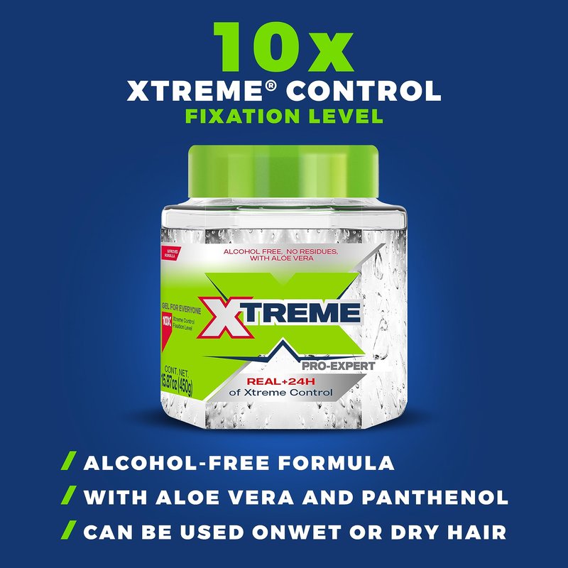 Xtreme Pro-Expert Clear Styling Gel with Aloe Vera, Alcohol-Free, 15.87 oz, 3 Pack