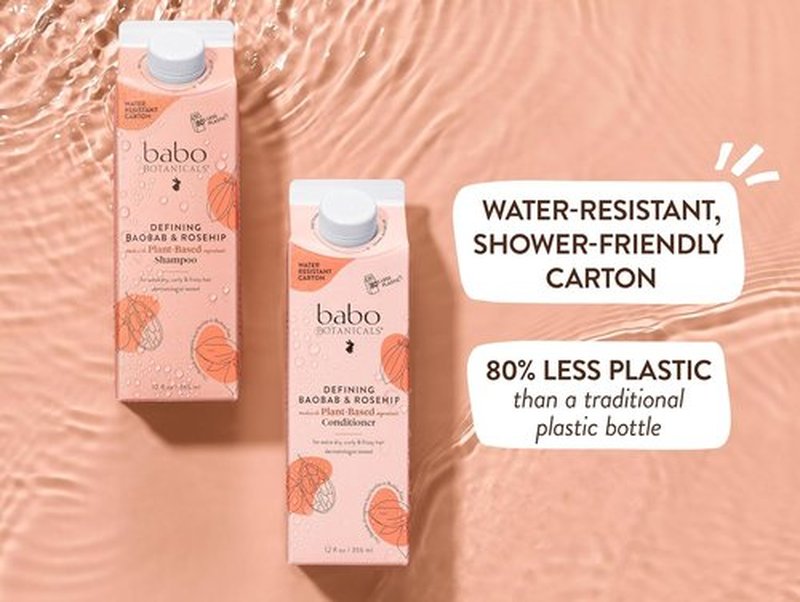 Babo Botanicals Defining Baobab & Rosehip Shampoo - Moisturizing Conditioner Bundle for Curly Hair - Passion Fruit Ferment