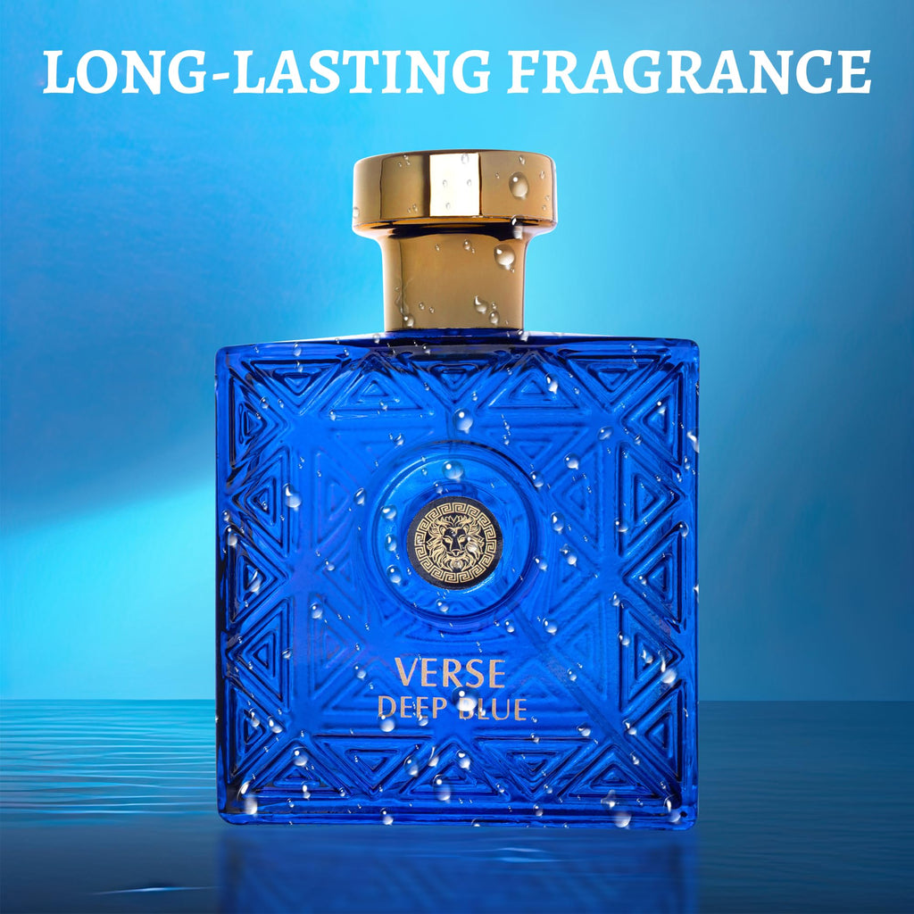 NovoGlow Verse Deep Blue, Eau de Parfum Spray Perfume, Fragrance For Men- Daywear, Casual Daily Cologne 3.4 Oz Bottle- Ideal EDP Beauty Gift for Birthday, Anniversary