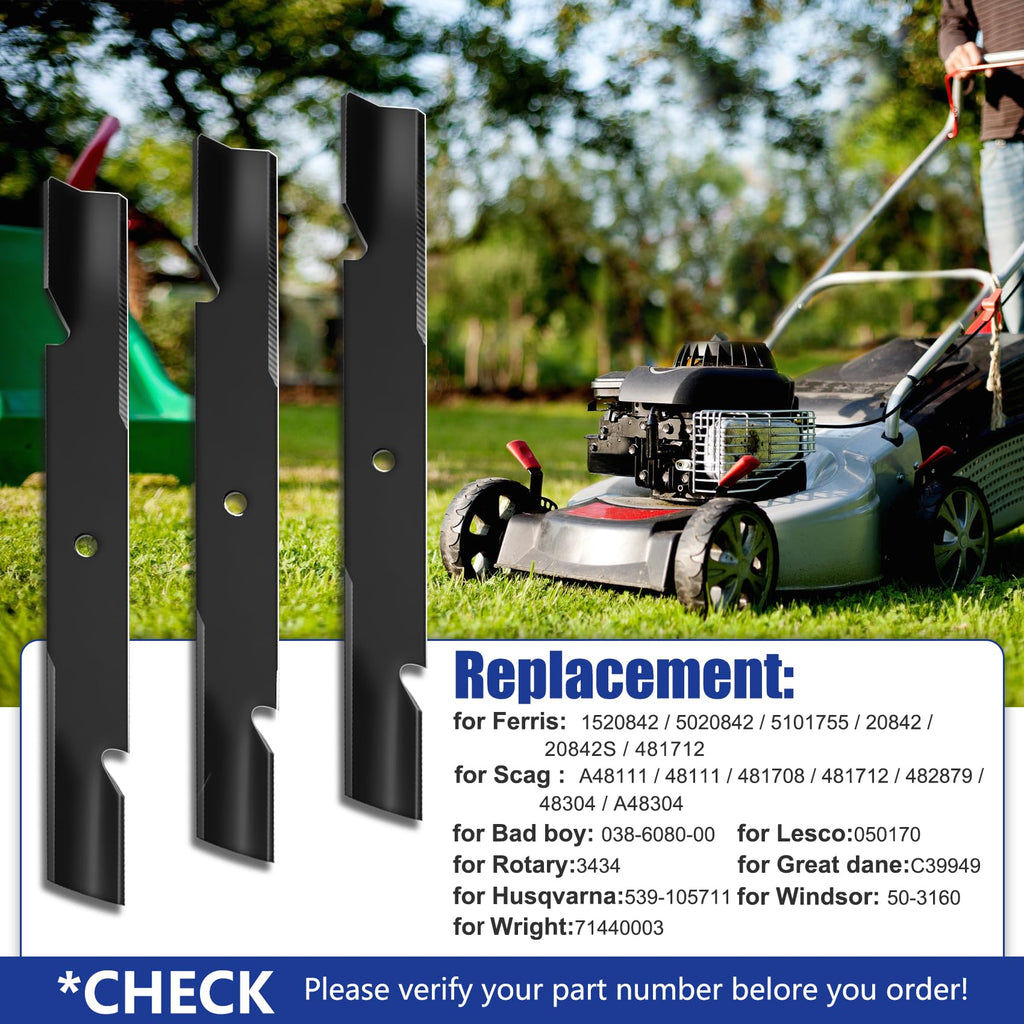 Upgrade 5101755S (3 Pack) Lawn Mower Blades Replace for 91-626 596-347,21" Mower Blade,Compatible with Scag 61" Deck Lawn Mower,Replace for All 61 inch Ferris lawnmowers