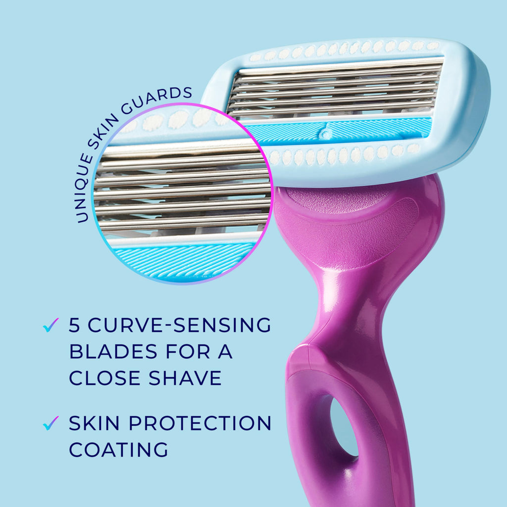 Schick Hydro Silk Moisture Razor Blade Refills,| 5-Blade Moisturizing Razors for Women | Womens Moisturizing Razor Refills,6 Count (Pack of 2)