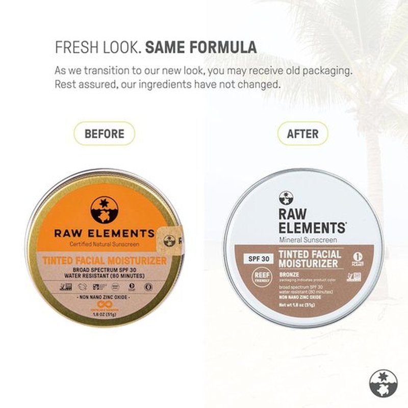 Raw Element Ultra-Moisturizing Tinted Face Cream - SPF 30 Mineral Sunscreen, Bronze, 1.8 oz | Reef Friendly