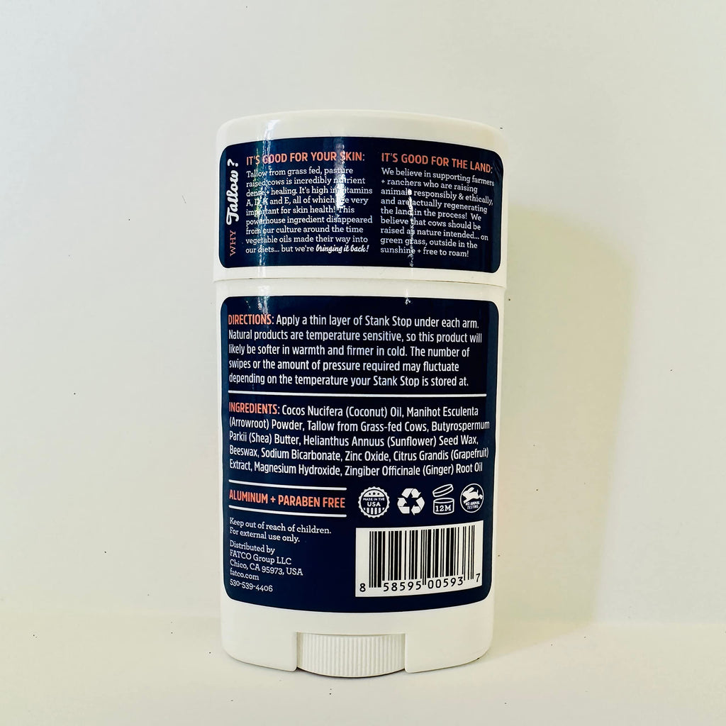 FATCO Stank Stop All Natural Deodorant with Tallow and Organic Coconut Oil – Grapefruit + Ginger 2-Pack (1.7 oz)