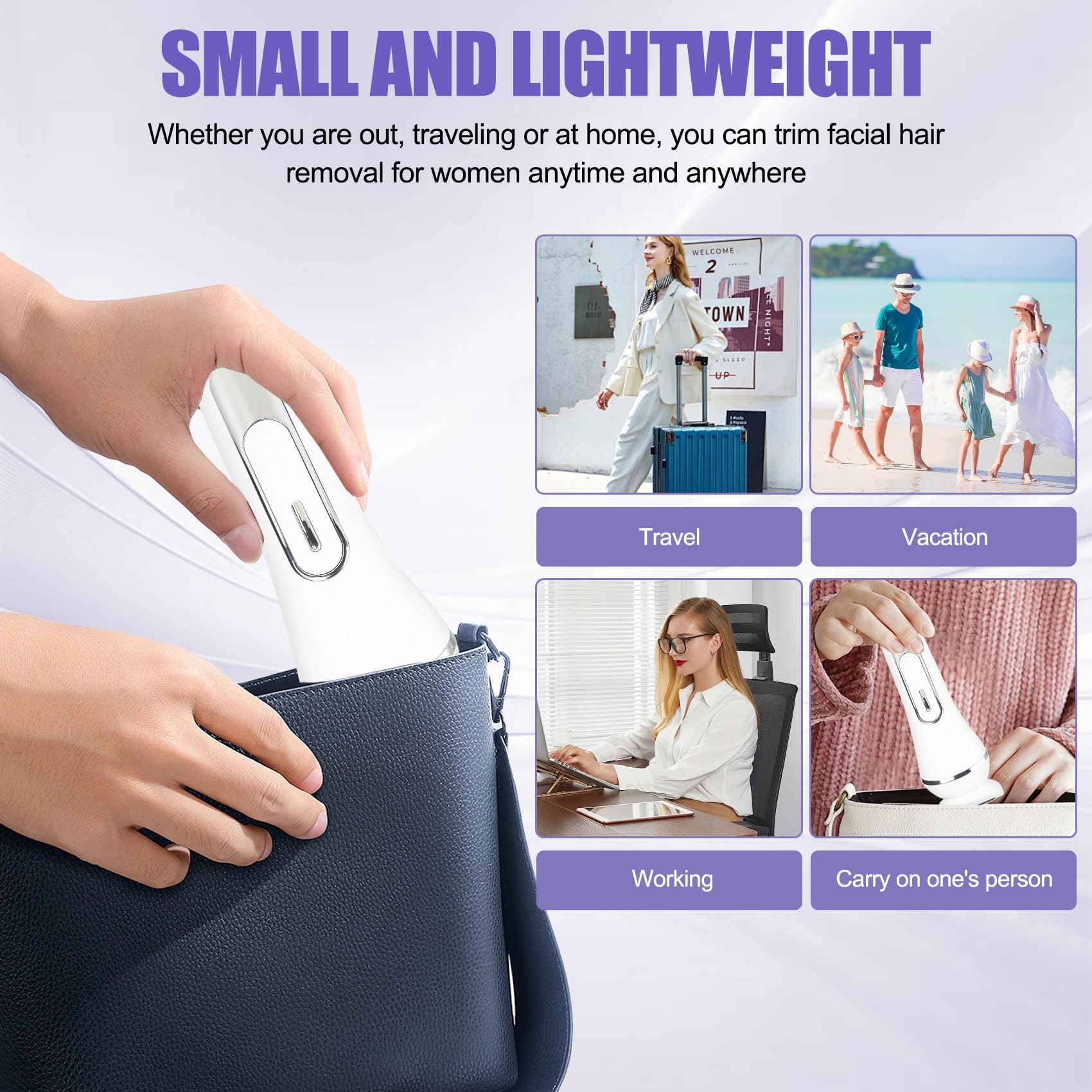 3.0 Women Face Epilator, 7-in-1 Rechargeable Facial Hair Remover with LED Battery Display, Facial Shaver for Face, Eyebrow, Nose Trimmer (White)