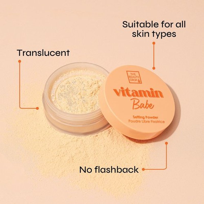 The Beauty Crop Vitamin Babe Setting Powder - Talc-Free Loose Powder for Flawless Finish - Medium Shade - 0.35 oz