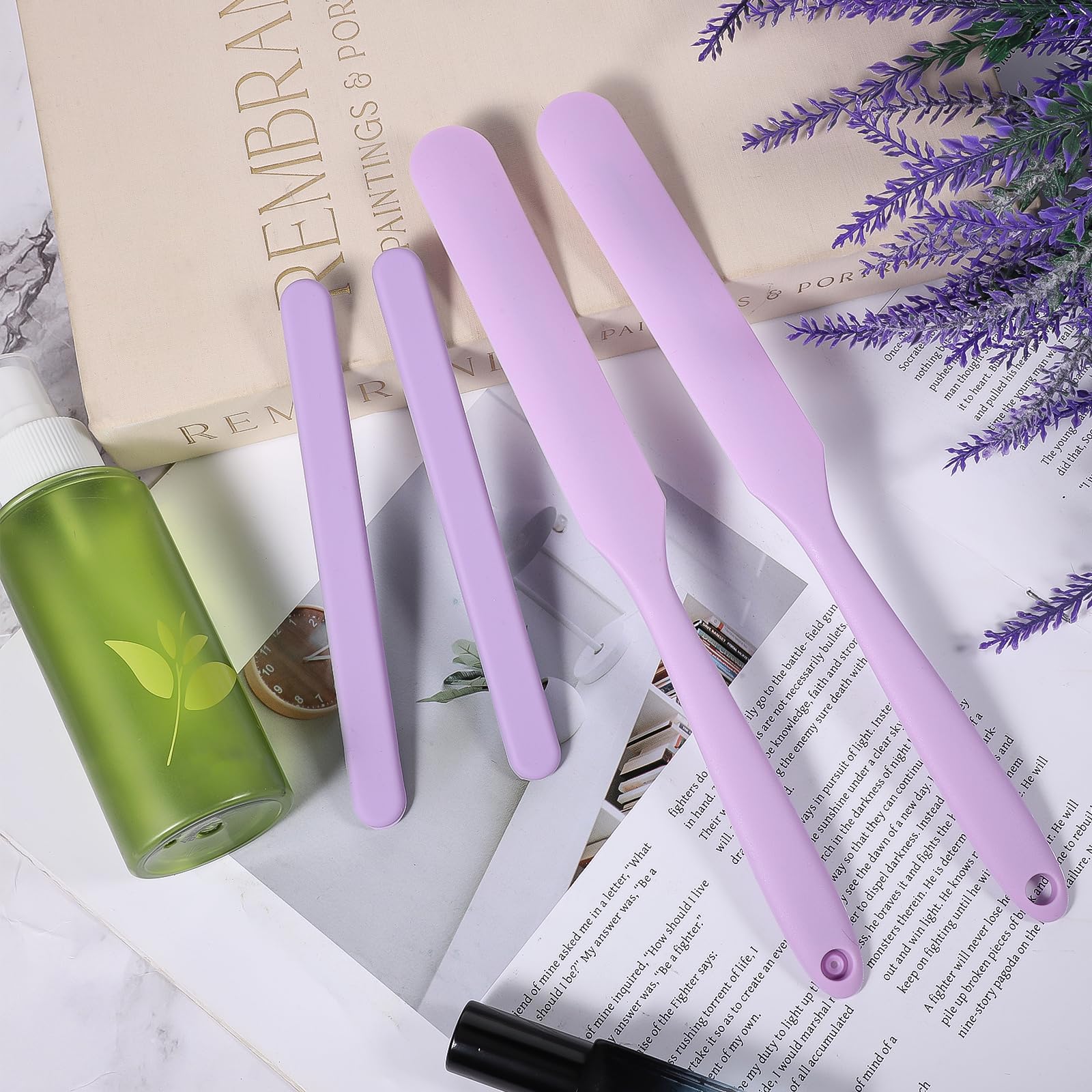 6 Pcs Silicone Wax Applicator Non-stick Wax Spatulas Hair Removal Sticks Applicator, 2 Size Hard Wax Scraper Wax Stick for Hair Home Salon Body Use