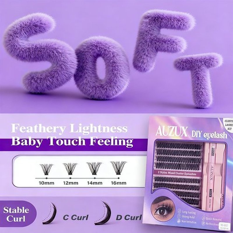 Natural False Eyelashes Cluster DIY Reusable, Lashes Clusters Kit with Bond, Seal&Tweezers | 300+ Eyelashes Cluster 10-16mm (30D&40D&50D) | At Home Lashes kit for Beginners, Valentine's Best Gift