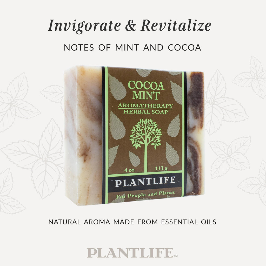 Plantlife Cocoa Mint Bar Soap - Moisturizing and Soothing Soap for Your Skin - Hand Crafted Using Plant-Based Ingredients - Made in California 4oz Bar