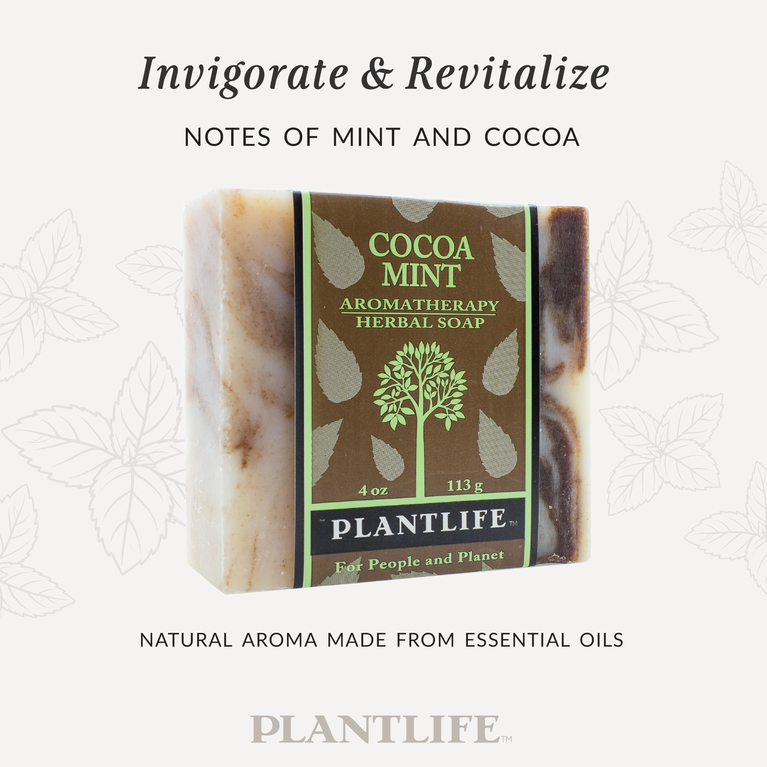 Plantlife Cocoa Mint Bar Soap - Moisturizing and Soothing Soap for Your Skin - Hand Crafted Using Plant-Based Ingredients - Made in California 4oz Bar