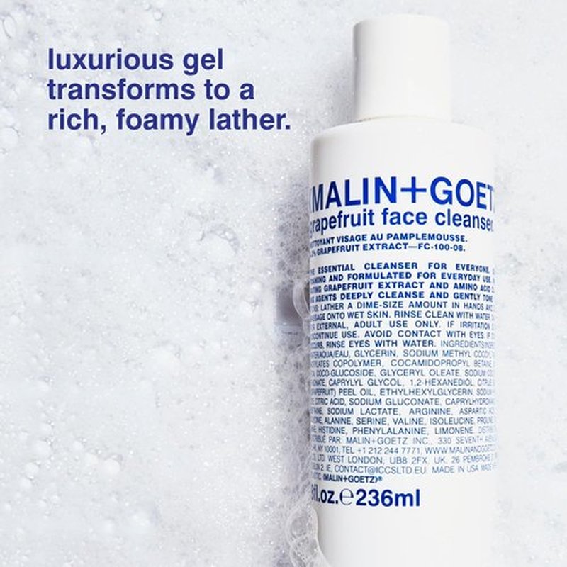 MALIN+GOETZ Grapefruit Face Cleanser - Gentle 3-in-1 Foaming Gel with Vitamin-Rich Grapefruit | Purifies & Brightens | Vegan (8 Fl Oz)