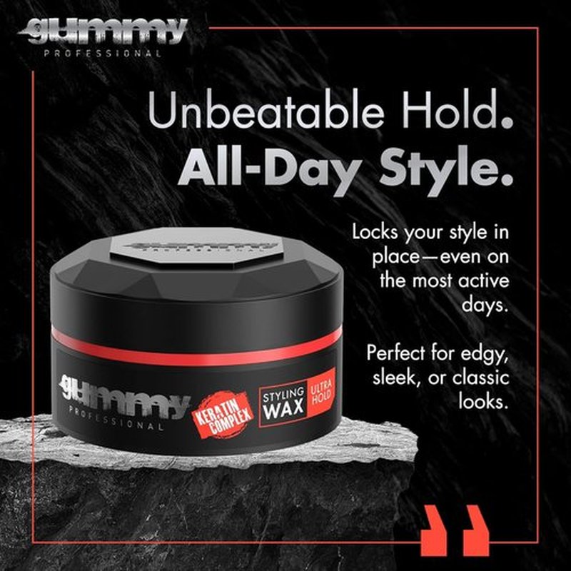 Skiennix Gummy Hair Styling Wax for Men - Ultra Hold Pomade for All Hair Types - Water-Based Clay Paste with Provitamin B5 & Keratin - 150ml