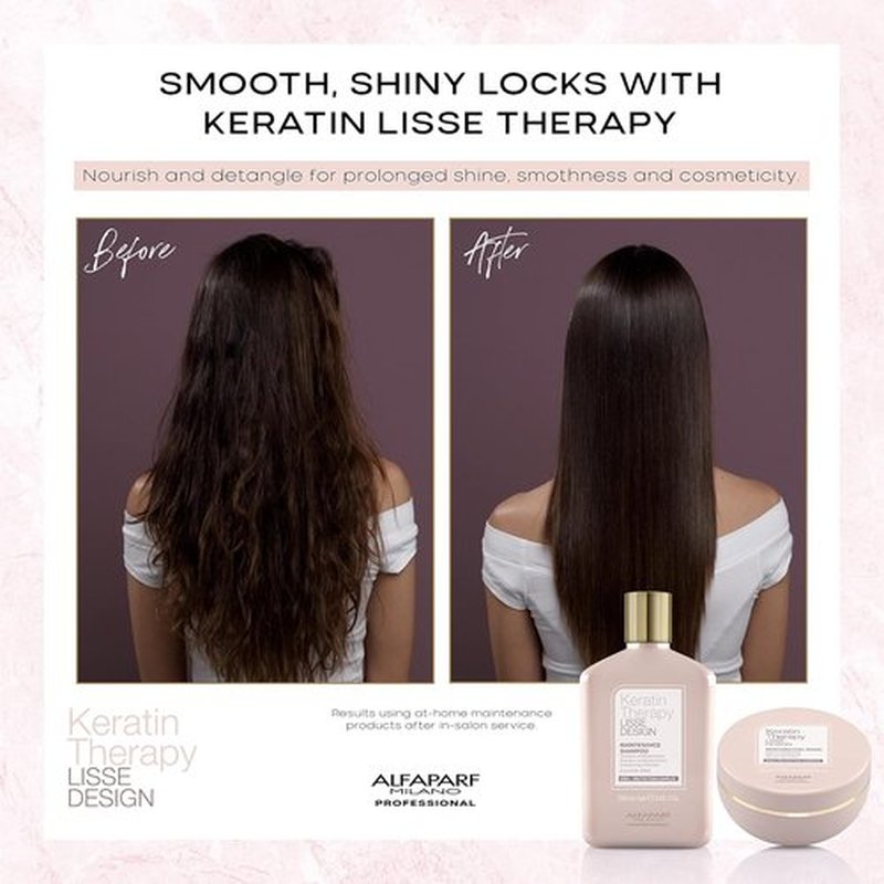 Alfaparf Milano Lisse Design Keratin Therapy Hair Mask - Deep Conditioning for Frizz Control & Moisture - 6.7 oz