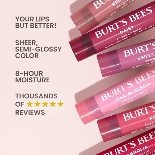 Burt's Bees Lip Tint Balm - Long Lasting Hydrating Formula with Shea Butter | Fiery Red Dahlia (2-Pack)