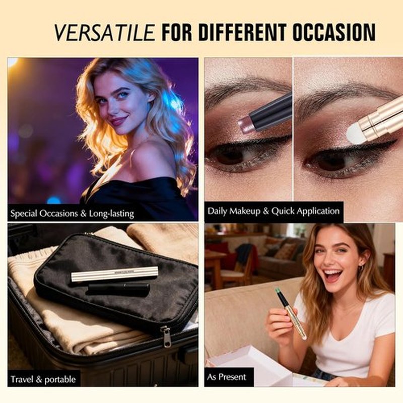 Skiennix Burgundy Cream Eyeshadow Stick - Dual-Ended Long-Lasting Shimmer Pencil for Crease-Proof Application