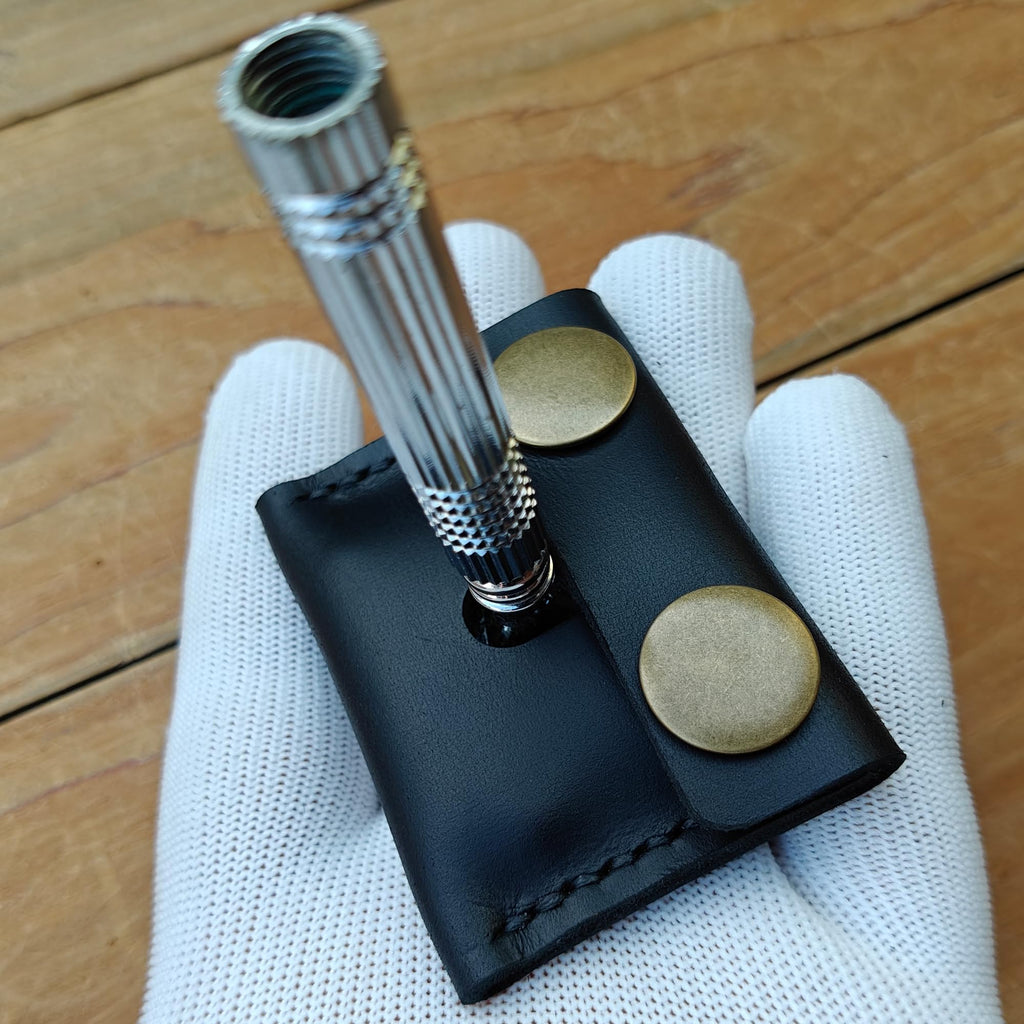 MEEBOY Handmade Leather Safety Razor Travel Cover, Double Edge Razor Head Protective Sheath For men Fits Most Safety Razors (Coffee)